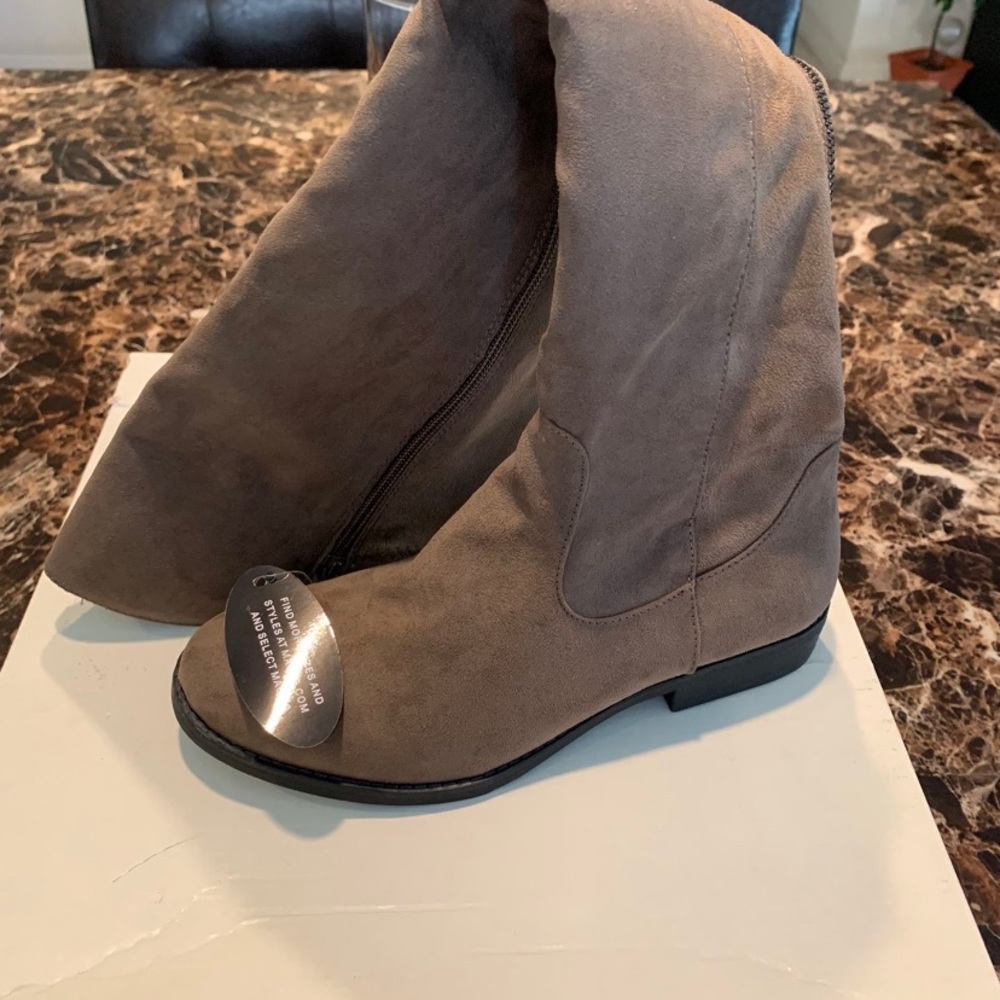 Style & Co. Womens Hayley Faux Suede Zipper Riding Boots